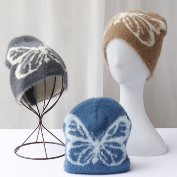 Y2K Printed Butterfly Woolen Cap