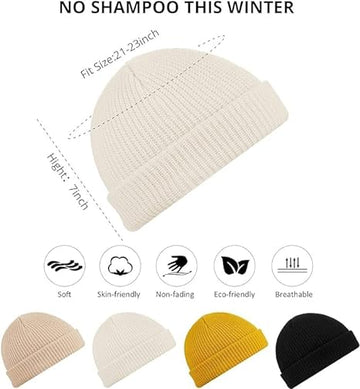 White Trawler Beanie For Men