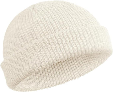 White Trawler Beanie For Men