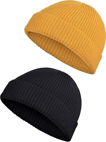 Lemon Yellow Beanie Salty Lined Skull Cap