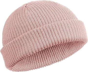 Baby Pink Beanies Watch Hat Roll-up Edge