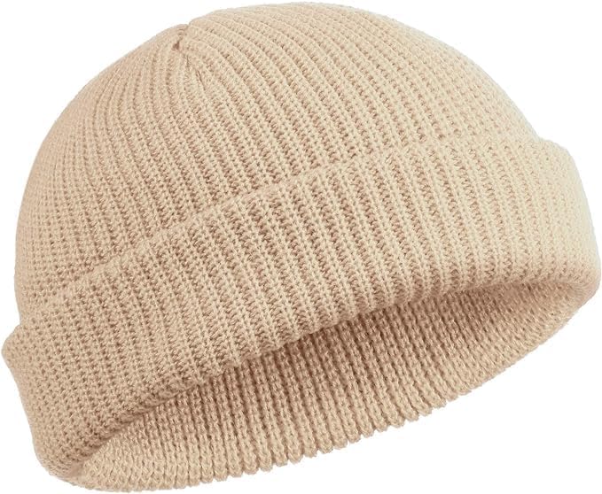 Beige Fisherman Beanie Trawler Sailor Skullcap