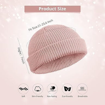 Baby Pink Beanies Watch Hat Roll-up Edge