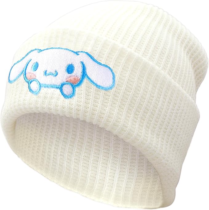 Anime Beanie Cute Kawaii Beanie Knit Hats, Funny Beanie Hat Winter Skiing Slouchy Warm Cap for Women Girls