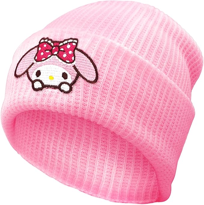 Anime Beanie Cute Kawaii Beanie Knit Hats, Funny Beanie Hat Winter Skiing Slouchy Warm Cap for Women Girls