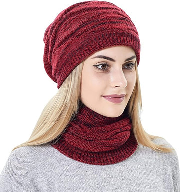 knit beanie and scarf