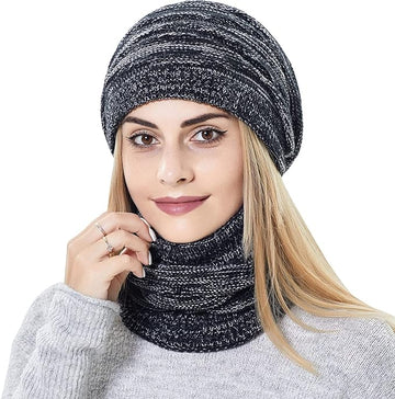 knit beanie and scarf