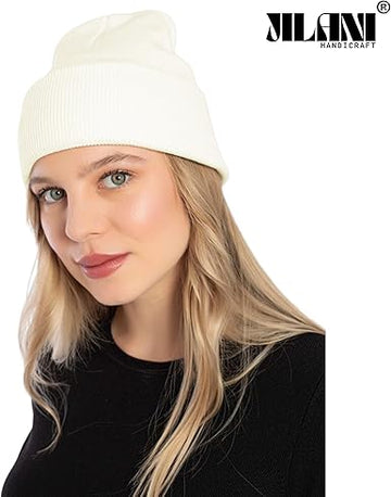 Cream Slouchy Beanie Hats For Women