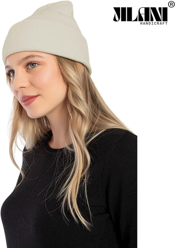 Beige Plain Beanie Slouchy Winter Knit hats