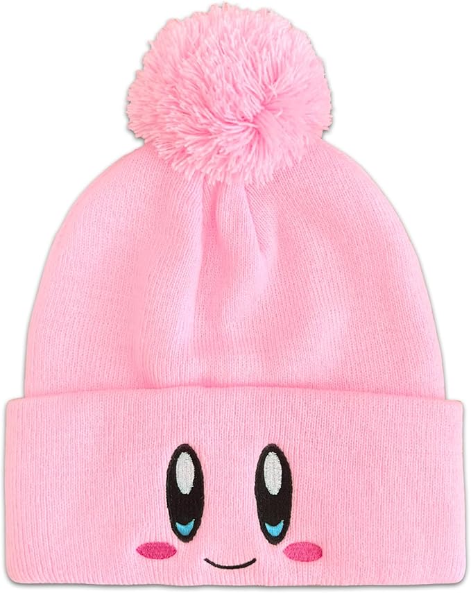 Anime Beanie Pink Beanie Kawaii Knit Hats Cute Womens Winter Hats Funny Beanie Hat Winter Skiing Slouchy Warm Cap for