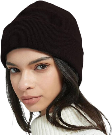 Plain Brown Beanie Slouchy Winter Knit hats