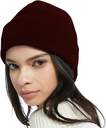 Maroon Slouchy Beanie Hats For Women