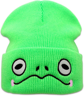 Cute Beanie Frog Beanie Animal Knit Hats, Funny Beanie Hat Winter Skiing Slouchy Warm Cap, Soft Headwear for Women Man