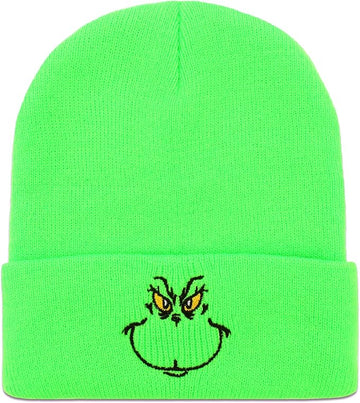 Christmas Beanie Xmas Green Hat Slouchy Warm Cap, Winter Soft Headwear Funny Christmas Hat for Men Women