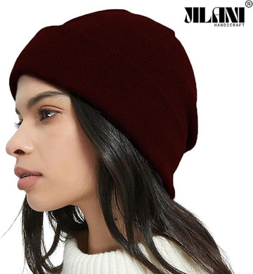 Maroon Slouchy Beanie Hats For Women