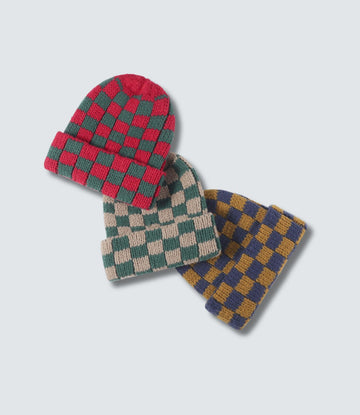 Checkered Beanie Knit Hat