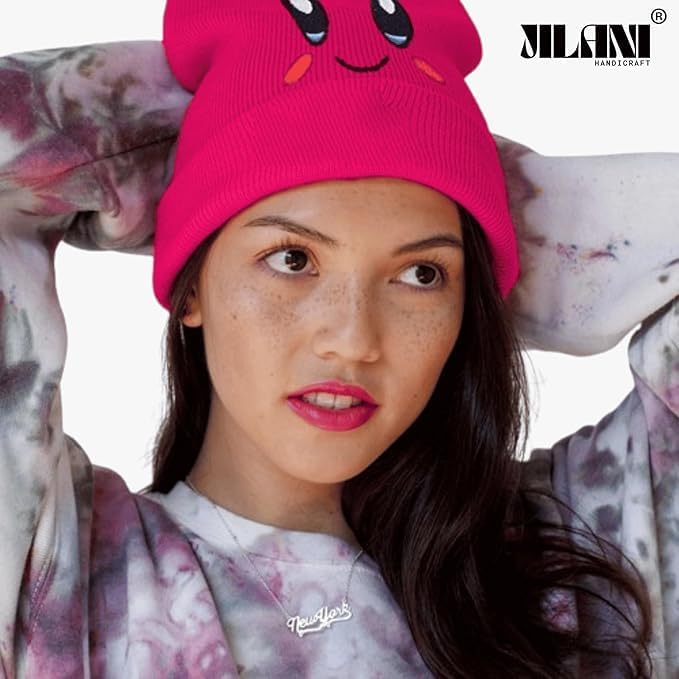 Jilani sad beani kirby beanie winter hat kirby costume hats for kids kirby hat winter beanies for women beanie christmas beanie halloween hat anime beanie kawaii beanie ladies beanie for men skullcap slouchy beanie pink beanie hat y2k beanie christmas